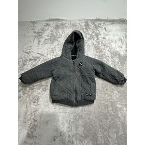 VOLCOM Jacket Boys Size 4T Gray Fully Lined Faux Fur Full Zip Up Hoodie EUC